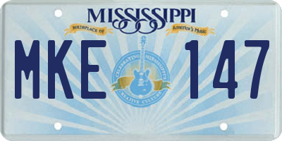 MS license plate MKE147