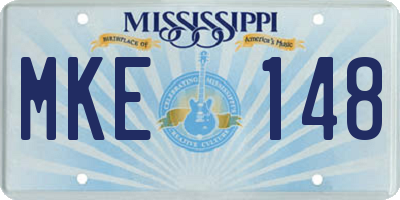 MS license plate MKE148