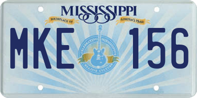 MS license plate MKE156