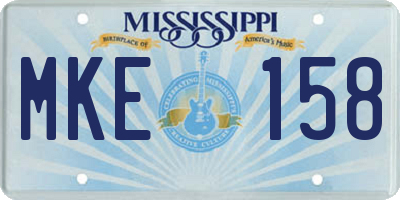 MS license plate MKE158