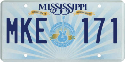 MS license plate MKE171