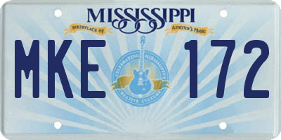 MS license plate MKE172