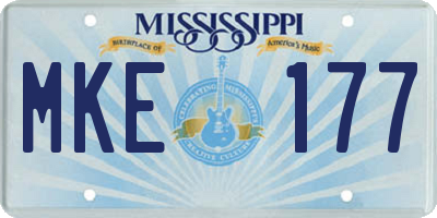 MS license plate MKE177