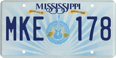 MS license plate MKE178