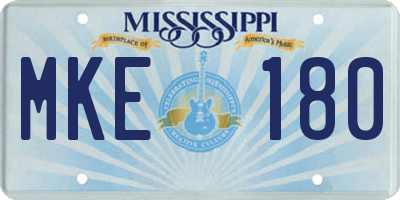 MS license plate MKE180