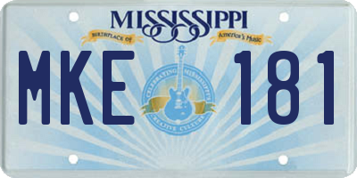 MS license plate MKE181