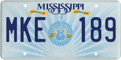 MS license plate MKE189