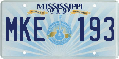 MS license plate MKE193