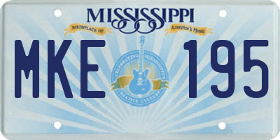MS license plate MKE195