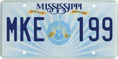MS license plate MKE199