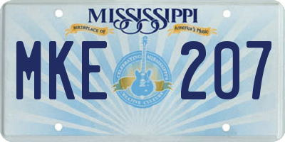 MS license plate MKE207