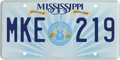 MS license plate MKE219