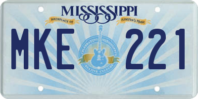 MS license plate MKE221