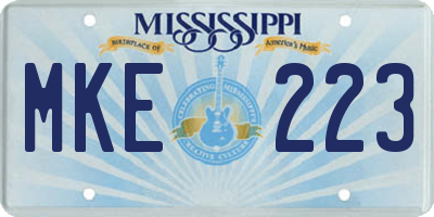 MS license plate MKE223