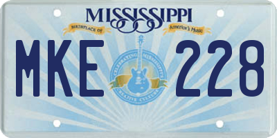 MS license plate MKE228