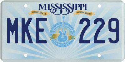 MS license plate MKE229