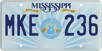 MS license plate MKE236