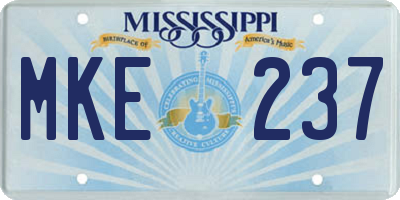 MS license plate MKE237