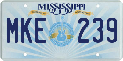 MS license plate MKE239
