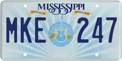 MS license plate MKE247