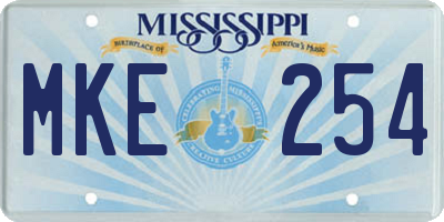 MS license plate MKE254