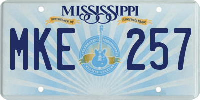 MS license plate MKE257