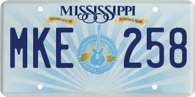 MS license plate MKE258