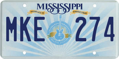 MS license plate MKE274