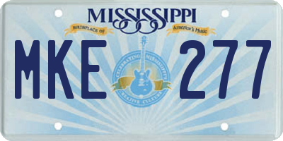MS license plate MKE277