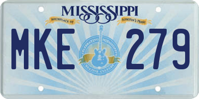 MS license plate MKE279