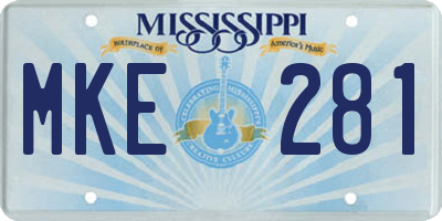 MS license plate MKE281