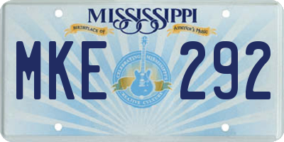 MS license plate MKE292