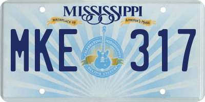 MS license plate MKE317