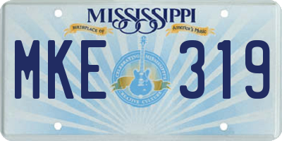 MS license plate MKE319
