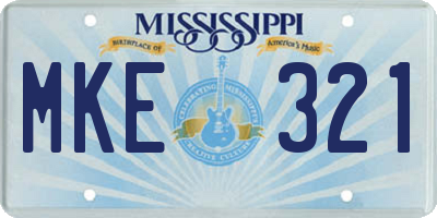 MS license plate MKE321