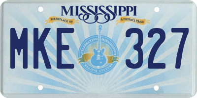 MS license plate MKE327