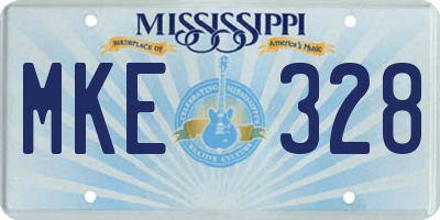 MS license plate MKE328