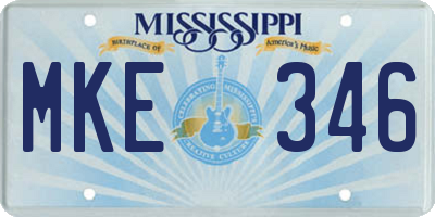 MS license plate MKE346
