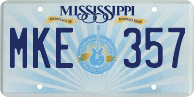 MS license plate MKE357