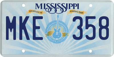 MS license plate MKE358