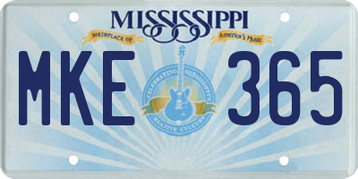 MS license plate MKE365