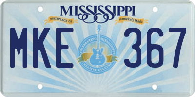 MS license plate MKE367