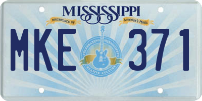 MS license plate MKE371