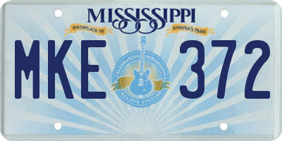 MS license plate MKE372