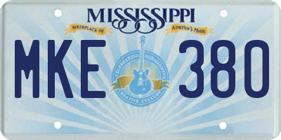 MS license plate MKE380