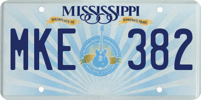 MS license plate MKE382