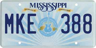 MS license plate MKE388