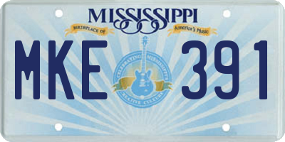 MS license plate MKE391