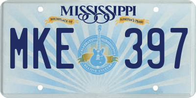 MS license plate MKE397