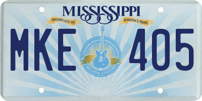 MS license plate MKE405